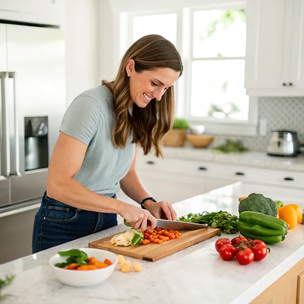 Emily Hanford preparing a healthy meal